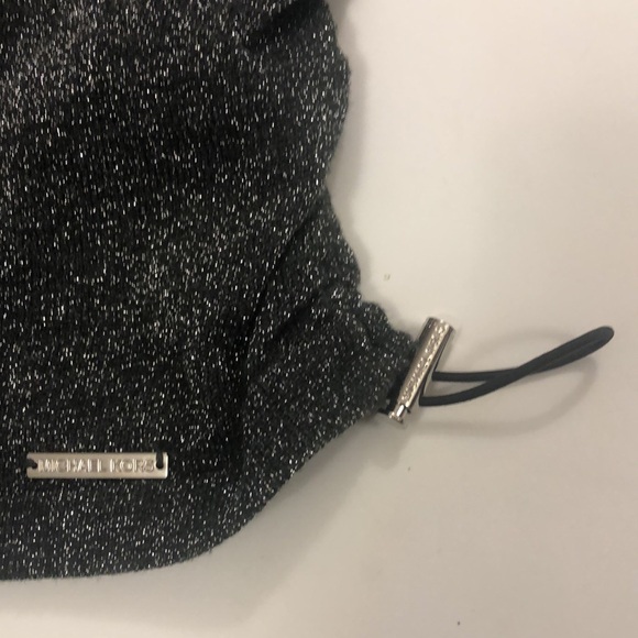 Michael Kors M Sweater Metallic Silver Cowl Neck Long Sleeve Toggles Rouchd side - Picture 4 of 7